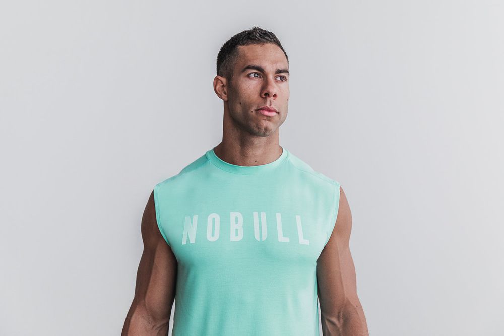 NOBULL Men's Sleeveless Tee - Aqua - Ireland (7519CXEGL)